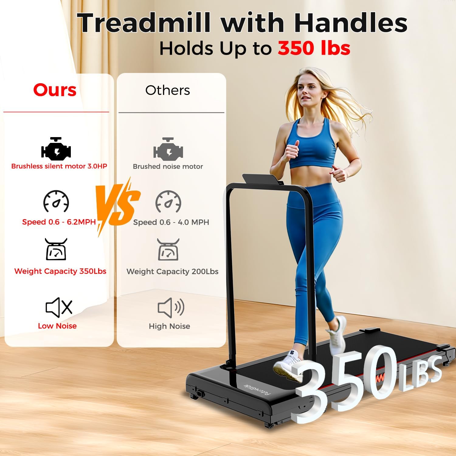 Walking Pad Treadmill, 3.0 HP Under Desk Treadmill, 3 in 1 Foldable Treadmills for Home, Walking Pad with Handle Bar for Walking and Jogging, with Remote Control & LED Display - Image 7