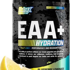 Nutrex Research EAA Hydration | EAAs + BCAA Powder | Muscle Recovery, Strength, Muscle Building, Endurance | 8G Essential Amino Acids + Electrolytes | Blueberry Lemonade 30 Servings