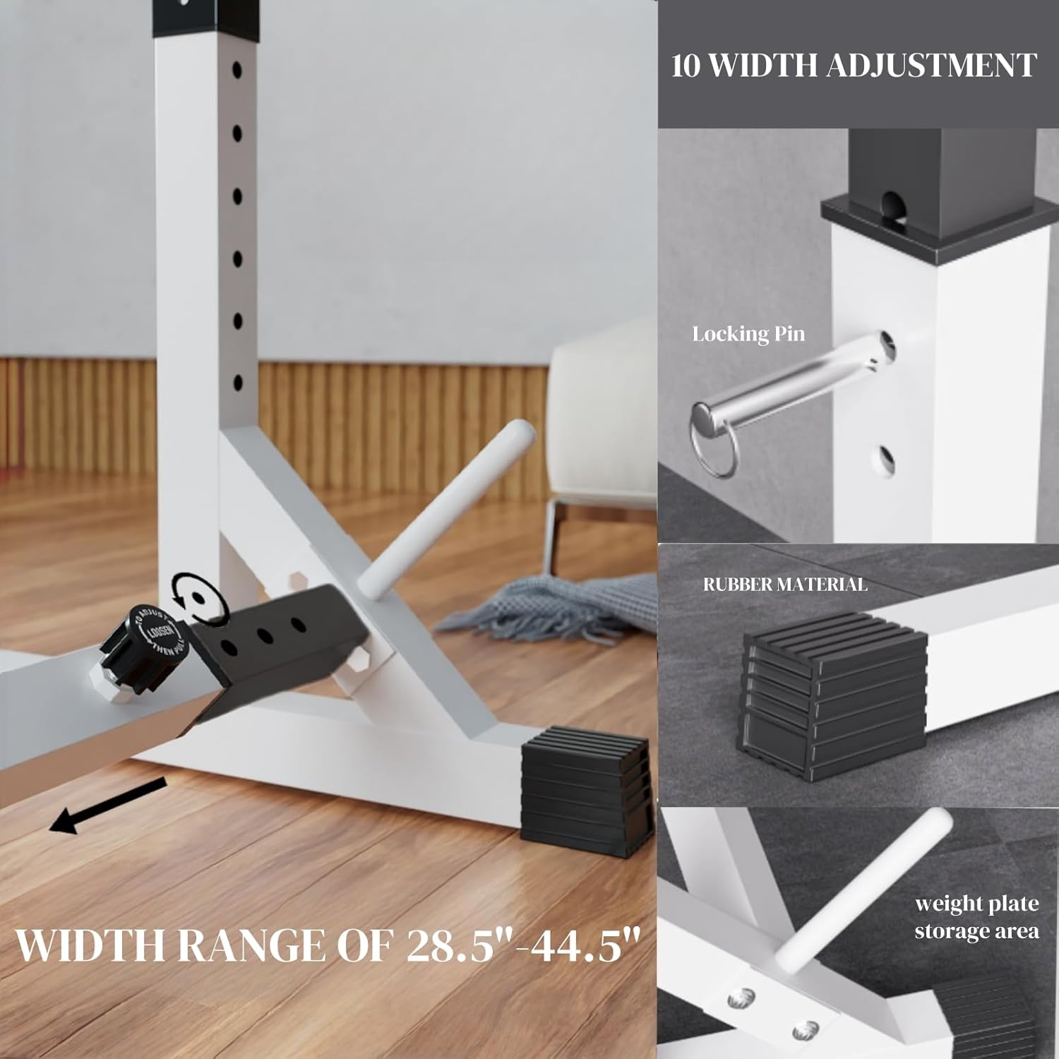 Barbell Rack Stand - Multifunctional Adjustable Squat Rack, Heavy-Duty Dumbbell Rack,Strength Training Dip Station, Home Gym Equipment Max Load 550lbs - Image 3