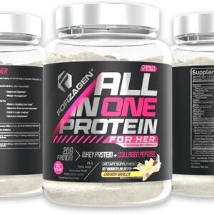 Forzagen All in One Protein for Her | Women’s Protein Powder with Multi Collagen Peptides | Hydrolyzed Collagen Supplement, Gut Health, Great for Pre & Post Workout | Vanilla, 30+ Servings