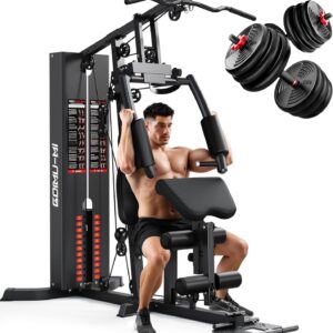 Home Gym, M1 Workout Station with 140LBS Weight Stack, Multifunctional Home Gym Equipment with Pulley System for Full Body Strength Training