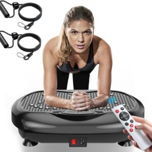 Vibration Plate Exercise Machine – Whole Body Workout Vibration Platform Lymphatic Drainage Machine for Weight Loss Home Fitness with Resistance Bands Remote