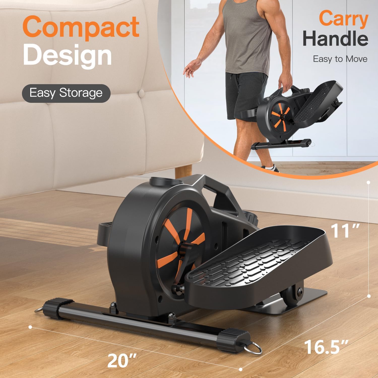 Under Desk Elliptical Exercise Machine Ellipse Leg Exerciser Mini Elliptical Machines for Home Portable & Quiet Foot Pedal Exerciser - Image 3