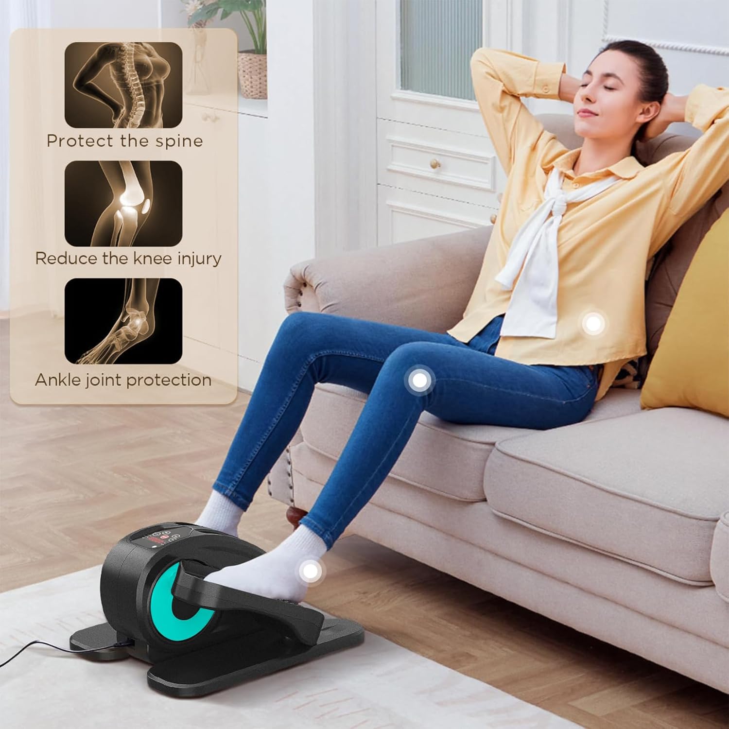 Under Desk Elliptical, Electric Foot Pedal Exerciser, Fully Assembled Seated Elliptical, Compact Portable Elliptical Machine Trainer with Remote Control, Mini Elliptical Leg Exerciser for Home - Image 5