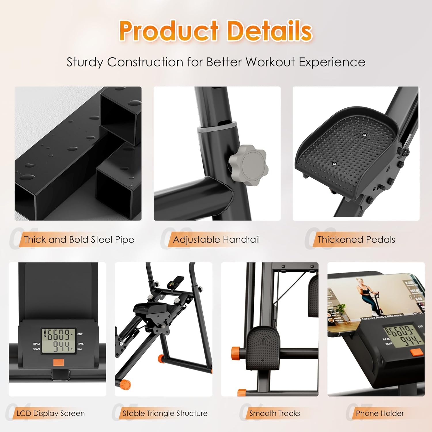 SogesPower Stair Stepper for Home Gym,Folding Vertical Stair Climber with Adjustable Handlebar & Pedals,Cardio Stair Master for Full-Body Workout,Climbing Exercise Machine for Women Men - Image 5