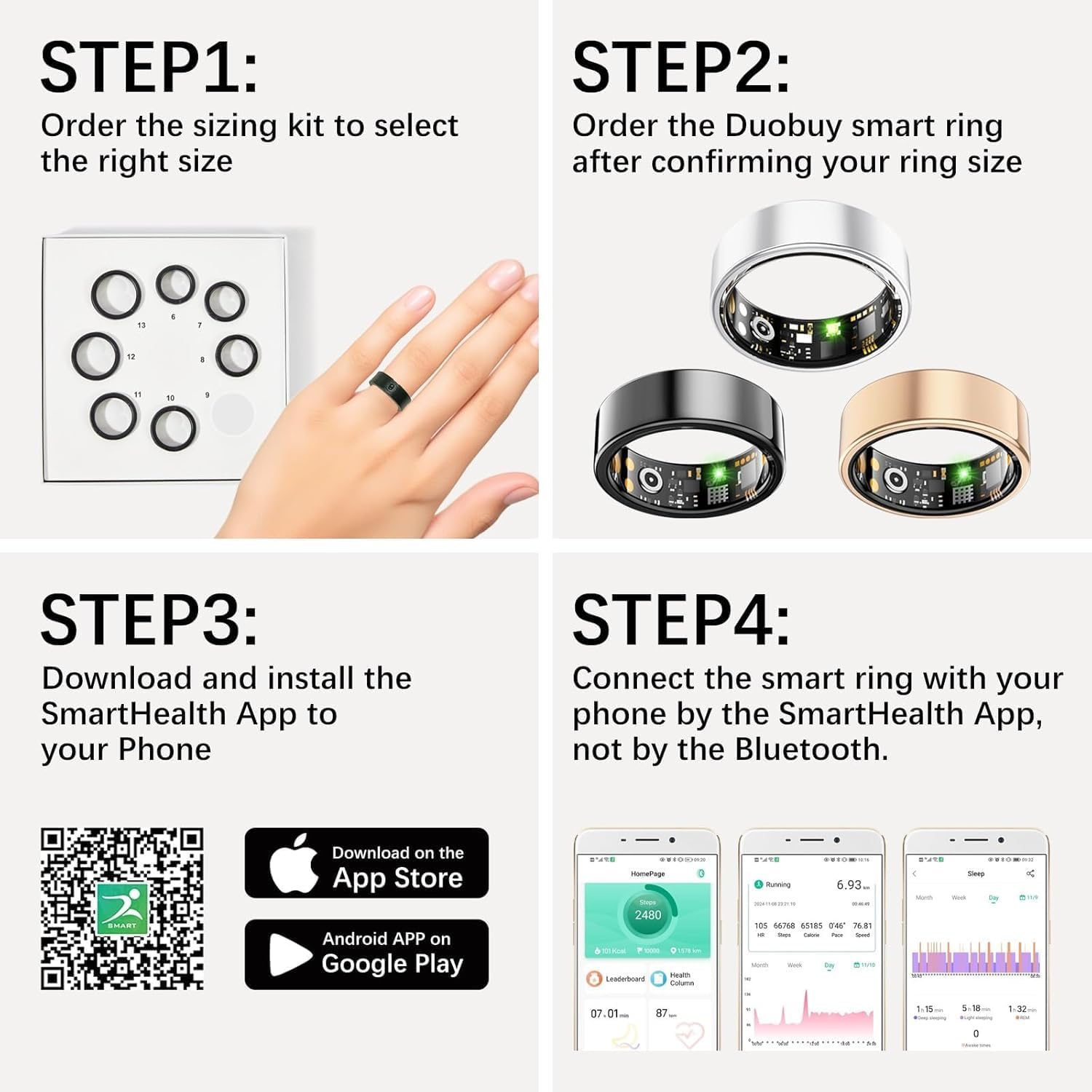 Smart Rings for Women Men, Fitness Ring with Heart Rate, Blood Oxygen, HRV, Pressure, Sleep Tracker, Step Tracker, No Subscription Fee, IP68 Waterproof Smart Ring for iPhone & Android (Silver 8#) - Image 2