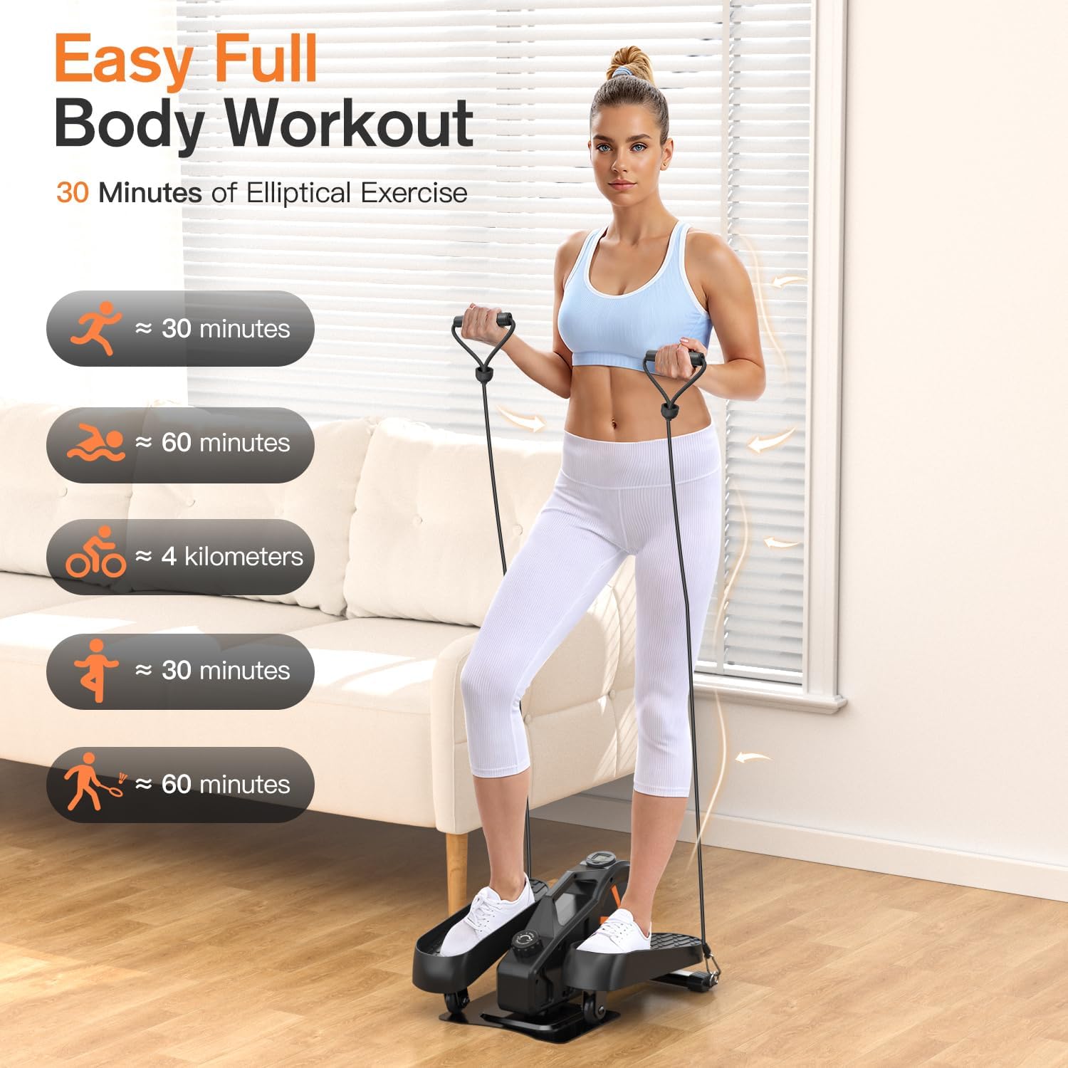 Under Desk Elliptical Exercise Machine Ellipse Leg Exerciser Mini Elliptical Machines for Home Portable & Quiet Foot Pedal Exerciser - Image 6