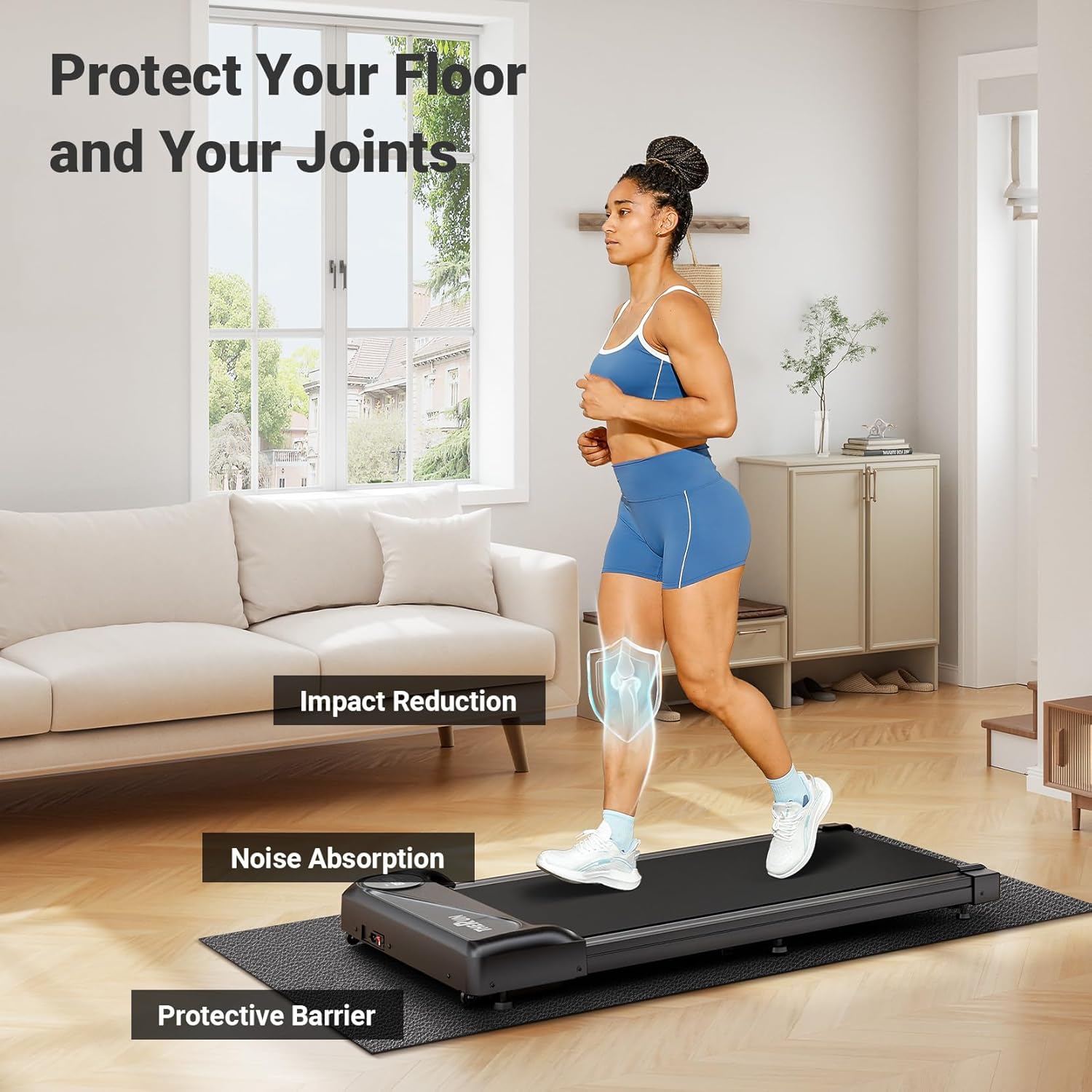 THERUN Home Gym Treadmill Exercise Bike Mat Non-Slip, Workout Mat Thick, Heavy-Duty Floor Mat for Fitness and Yoga, 2 Size Options - Image 5