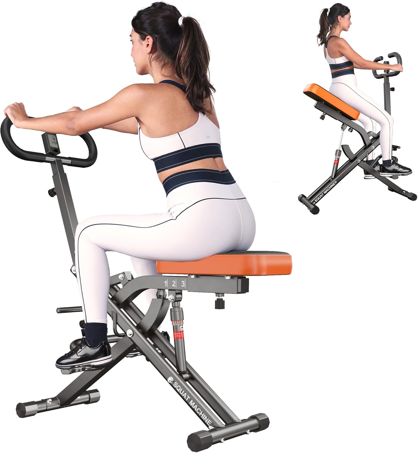SogesHome Squat Machines Rowing Machine for Home, Foldable & Full Body Exercise Workout Equipment with Adjustable Resistance Bands for Women, Row and Ride Squat Machine for Glutes and Abs, 330 LBS