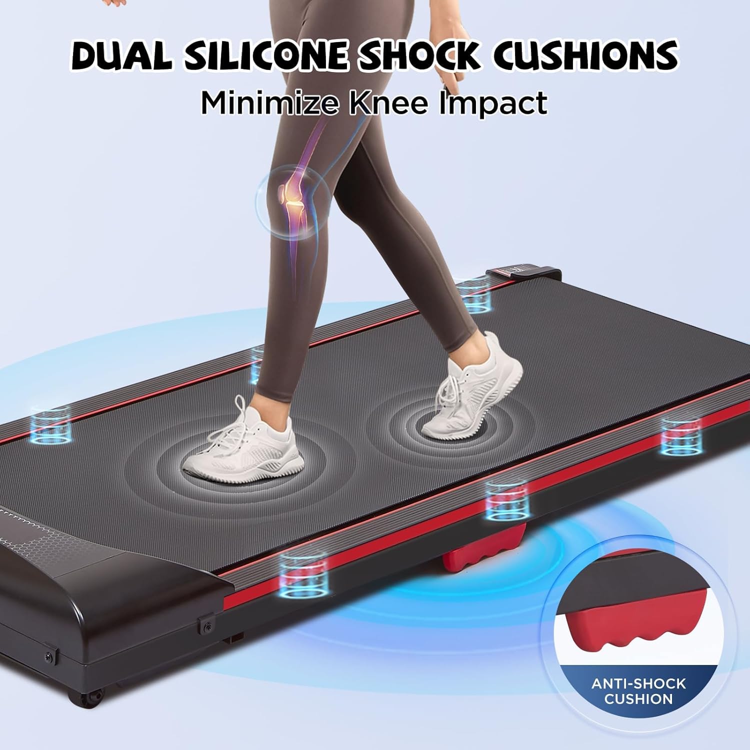 Walking Pad, Under Desk Treadmill 2.8HP Walking Pad Treadmill Under Desk No Installation Required with Cell Phone Holder LED Display Maximum Load 300LB Suitable for Home Treadmill in Small Space - Image 4