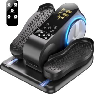 Under Desk Elliptical Machine – Upgraded Model， Ellipse Leg Exerciser for Seniors Fully Assembled, Quiet & Portable，Electric Seated Pedal Exerciser with Remote Control & 12 Adjustable Speeds