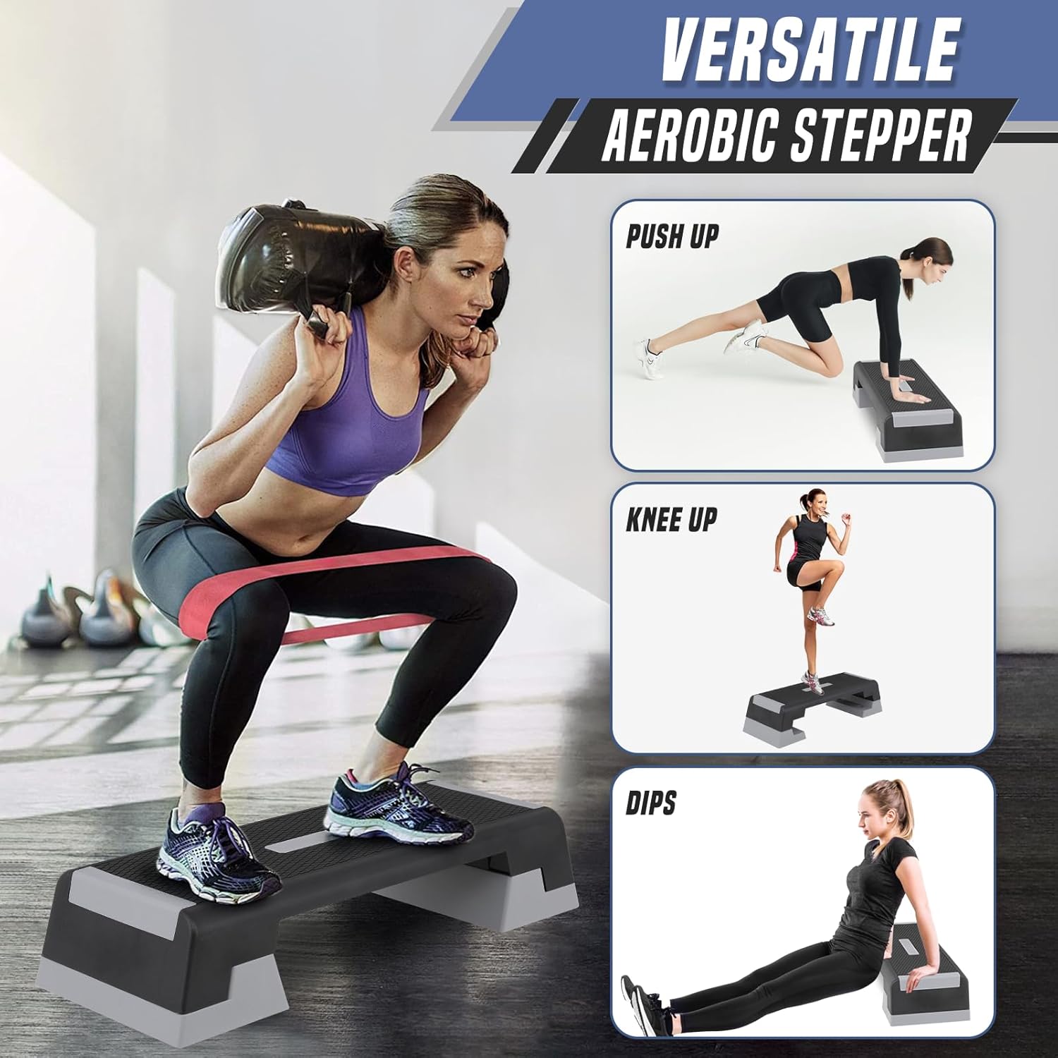 36" Aerobic Exercise Step Platform, Step Up Exercise Platform with 6" 8" 10" Adjustable Risers, Stair Stepper Workout Stepper for Home Gym Strength Training Fitness Equipment, Pink - Image 5