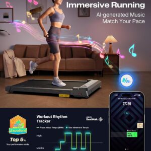 UREVO Smart Walking Pad, Compact Under Desk Treadmill with Double Shock Absorption, Quiet Operation, Workout APP with Track Insights and MIIT Mode, Plug and Play, Remote or APP Control for Home Office
