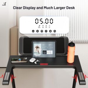 Treadmill with Desk Workstation, Walking Treadmill Pad, Portable Desk Treadmills for Home Small, Foldable Walking Pad with Handle Bar