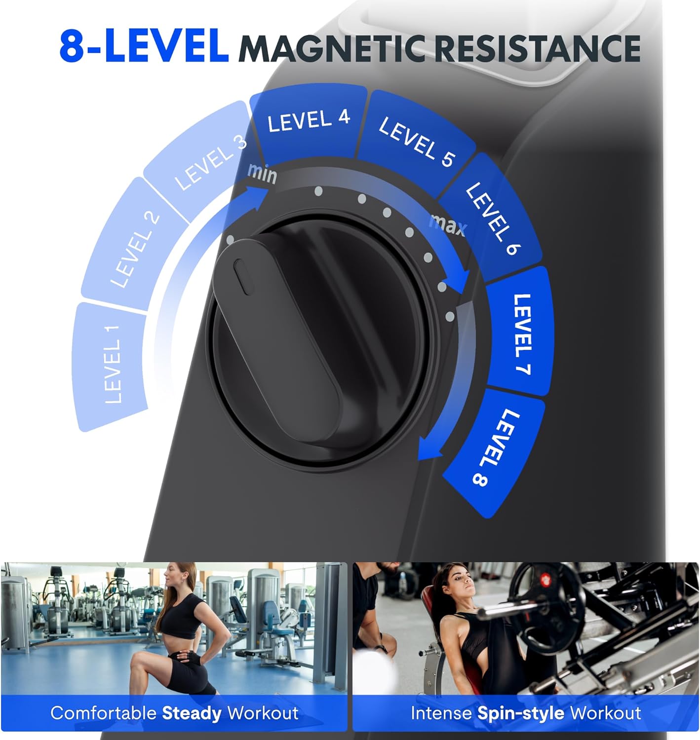 FLEXISPOT Exercise Bike with 2D Desktop, Space Saving Under Desk Bike with Removable Desk, Stationary Bikes Indoor Bikes with 300LBS Heavy Duty 8-Level Resistance Flywheel Optional LCD, V9PRO/V9MAX - Image 3
