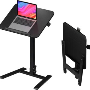 Mobile Folding Desk 25 Inch – No Assembly Sit-Stand Desk,Height Adjustable Rolling Laptop Desk, Space-Saving Portable Desk with Wheels for Home Office Craft & Study, Black