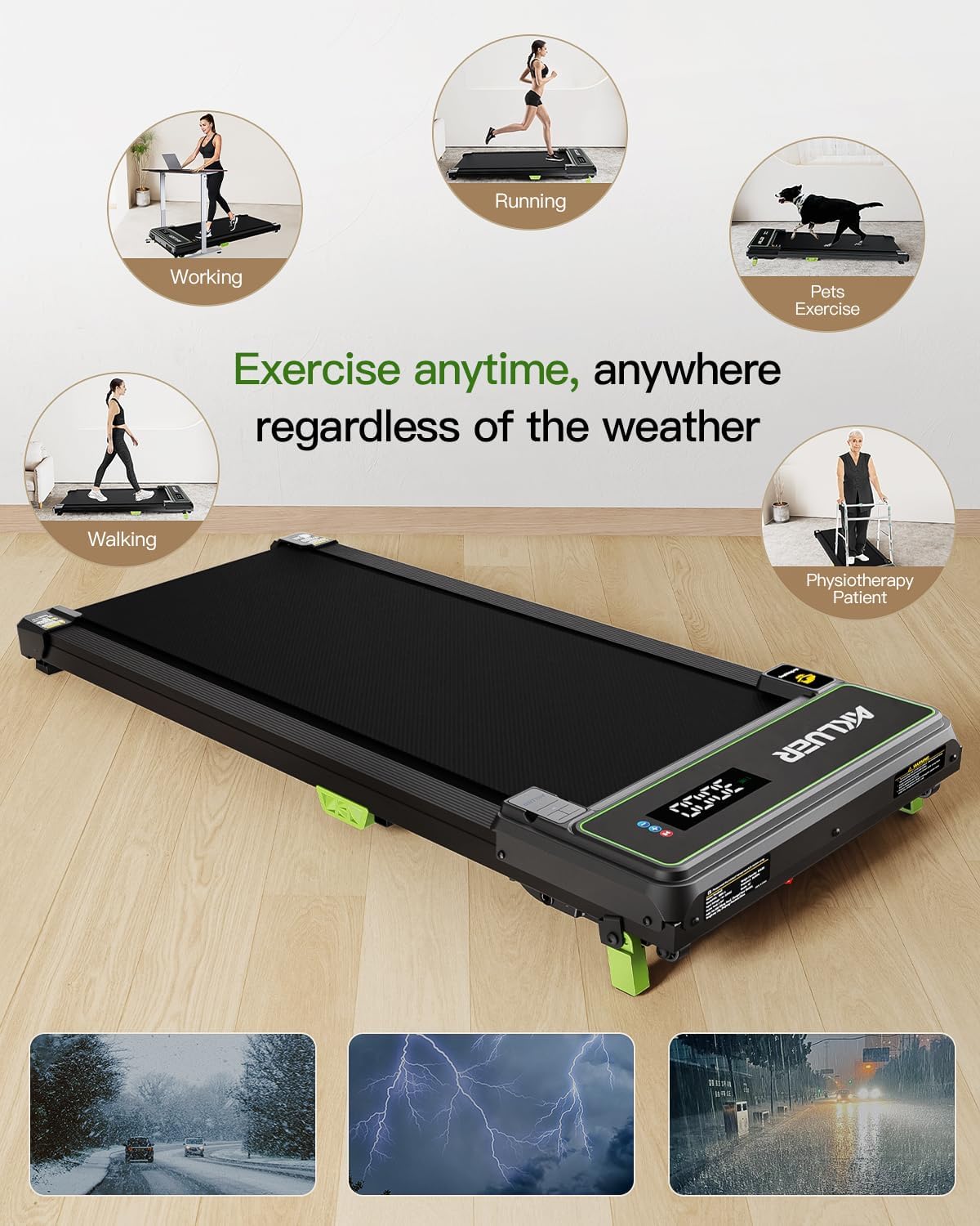 AKLUER Walking Pad with Incline, Under Desk Treadmill for Home, 2.5HP Portable Treadmills with Remote Control, 4 in 1 Incline Treadmill with LED Display - Image 6
