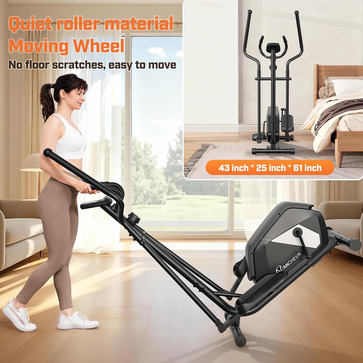 ANCHEER Elliptical Machine, Elliptical Exercise Machine for Home with Ultra-Quiet Magnetic System, Elliptical Trainer with 14 Resistance Levels&15IN Stride,Max 400LBS Loading Capacity - Image 7