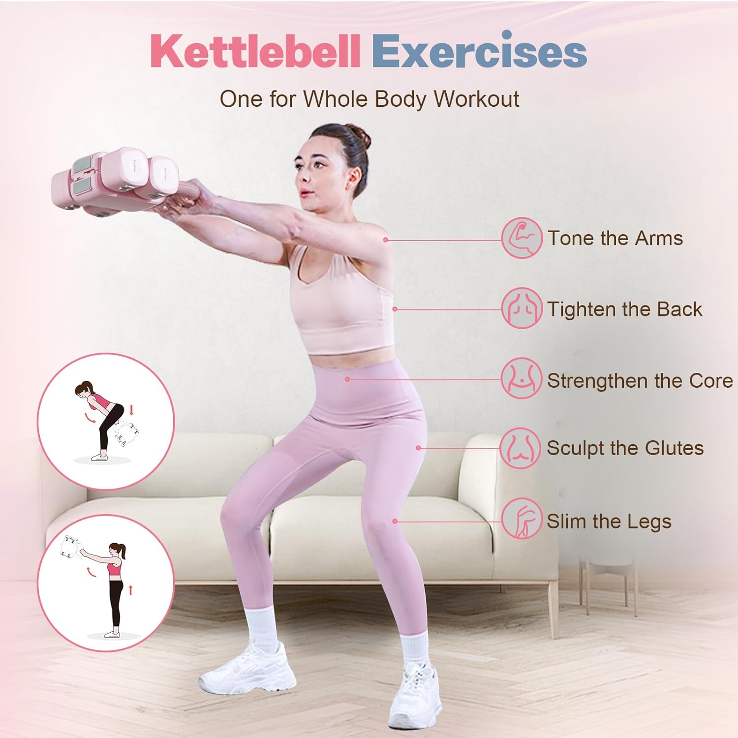 Adjustable Dumbbell Set of 2, 4 in 1 Free Weights Dumbbells Set for Women with Fast Adjustment, Each 2lb 3lb 4lb 5lb Hand Weights Set for Home Gym & Outdoor Exercise Training - Image 5