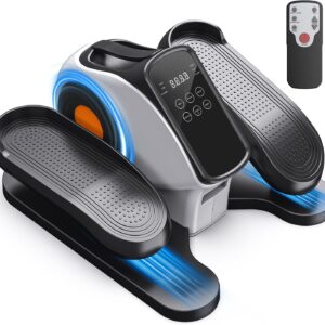 Under Desk Elliptical for Seniors, 2-in-1 Electric Leg Exerciser with Remote, 10 Resistance Levels & 10 Speeds, 3 Auto Modes, Quiet & Fully Assembled, Non-Slip Pedals