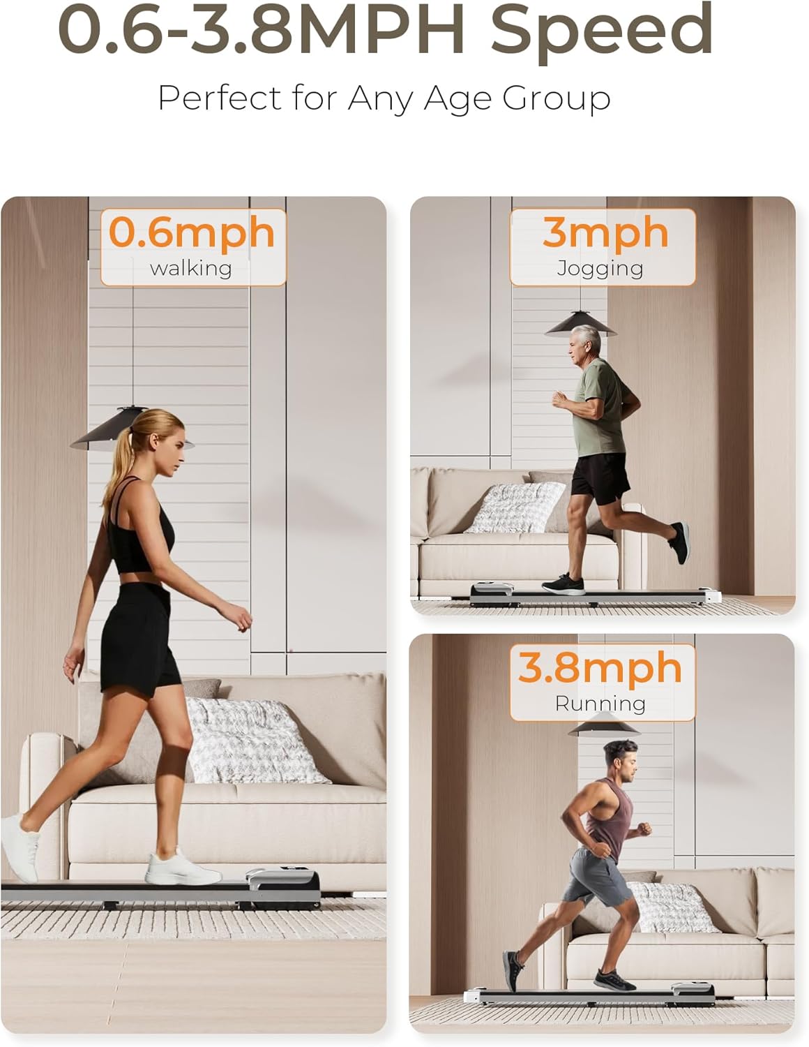 Walking Pad, Under Desk Walking Treadmill, 2.5HP with Remote and LED Display, 3 in 1 Portable with 265 lbs Weight Capacity for Home Office - Image 2