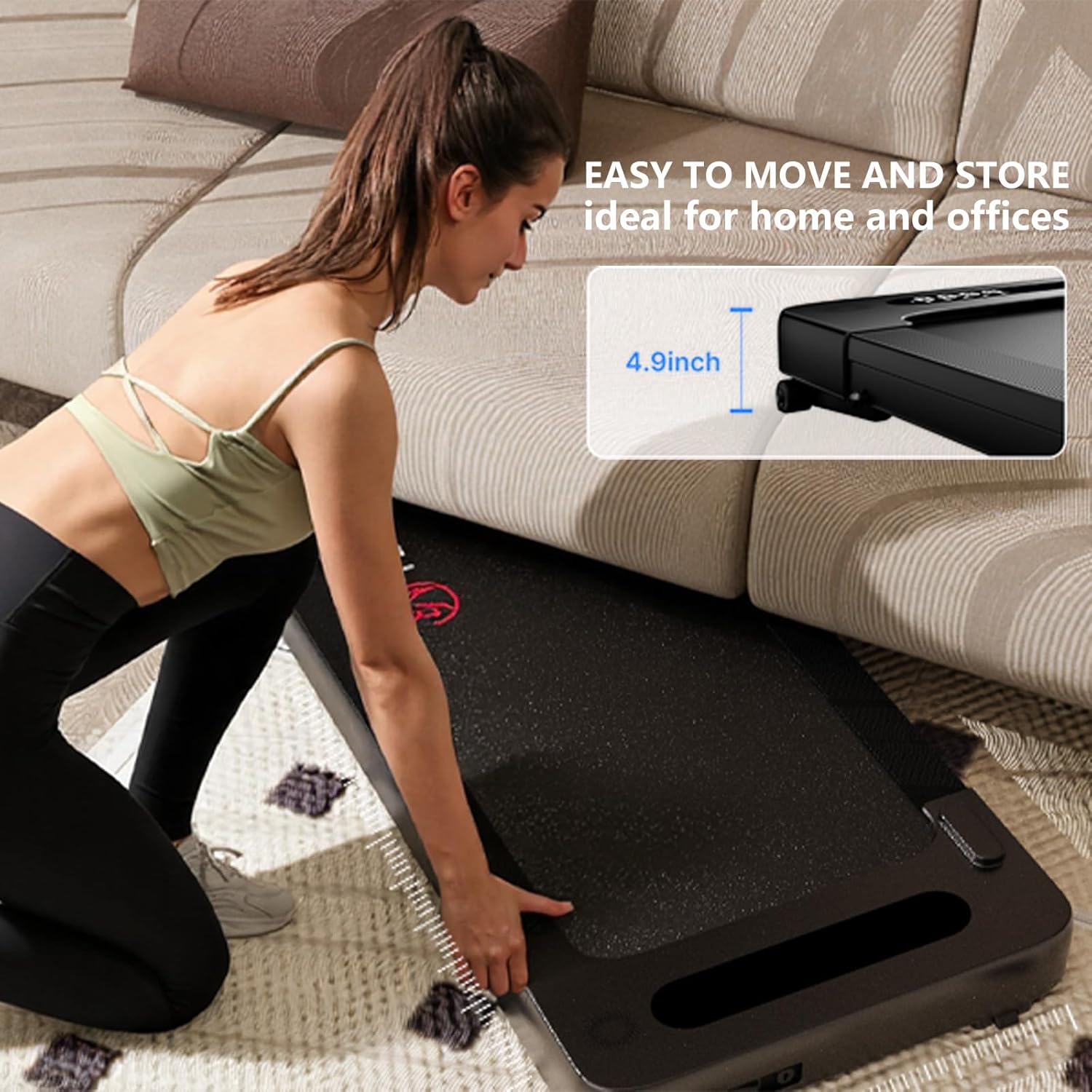 Yesoul Walking Pad Treadmill with 10% Auto Incline, Under Desk Treadmill for Home Walking, Hiking & Running, 300lbs Capacity, Smart App Scenic Routes & Live Classes, Remote & LED Display - Image 9
