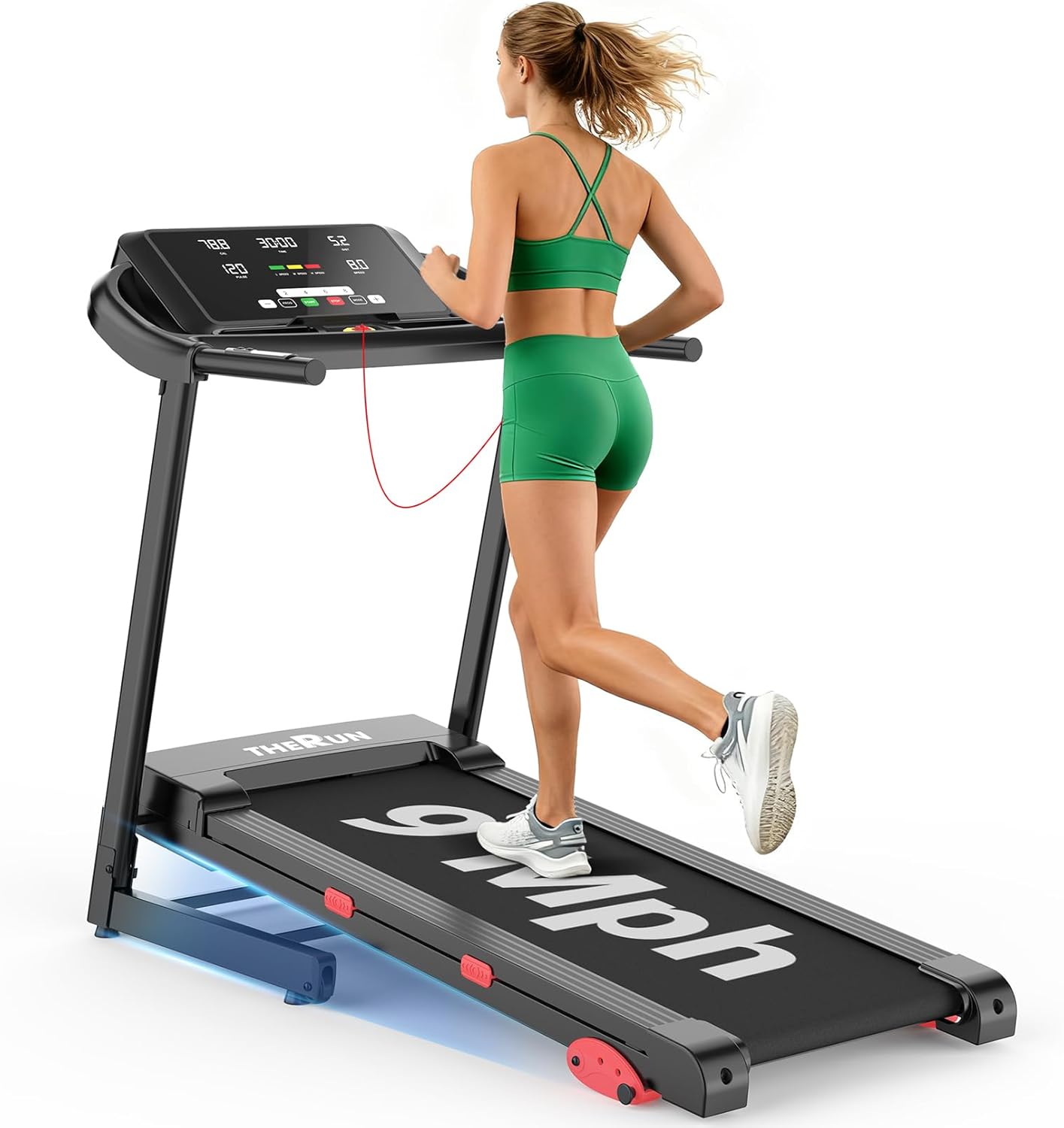 THERUN Home Treadmill with Incline Adjust, 3.0 HP Treadmill, Heart Rate Monitoring, Wider Running Belt
