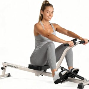 FEIERDUN Hydraulic Rowing Machine for Home, Compact Adjustable Rower with 12 Resistance Levels, 300LBS Weight Capacity, Full Body Workout Equipment