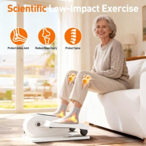 Under Desk Elliptical Exercise Machine, Electric Ellipse Leg Exerciser as Seen on TV, 15 Speeds Foot Exerciser While Sitting for Seniors, Portable Seated Pedal Exerciser for Home Office