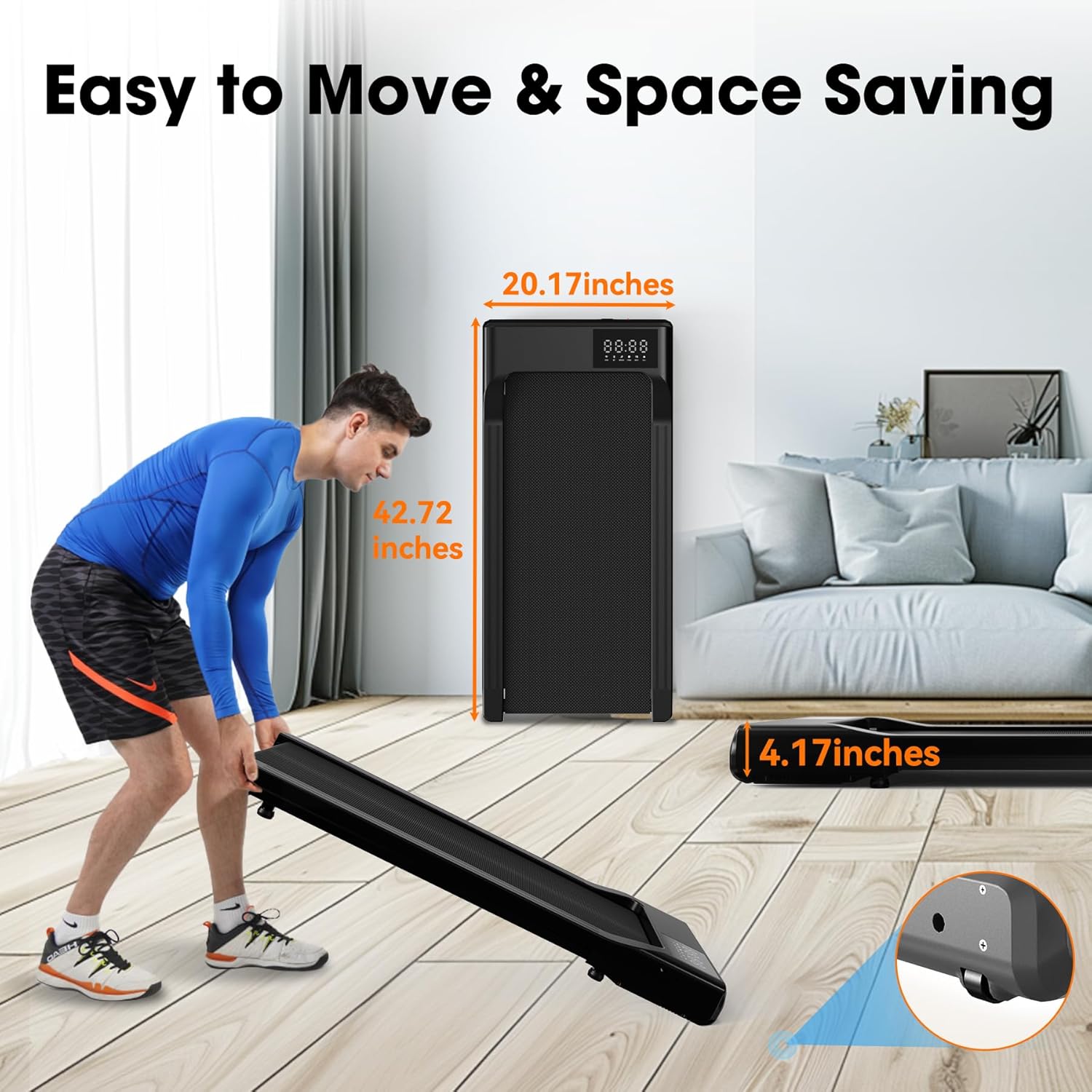 DeerRun 2025 Upgrade Walking Pad - Raceable Smart Under Desk Treadmill with Rewards Program, Quick Setup, 2.5HP, APP/Remote Control, LED Display, 300 lbs Capacity - Image 5