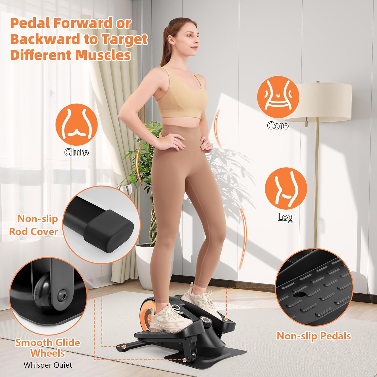 ANCHEER Under Desk Elliptical Exercise Machine,Standing or Seated Ellipse Leg Exerciser with 8 Level Resistance,Portable Exercise Equipment with LCD Display Monitor,Fully Assembled - Image 2