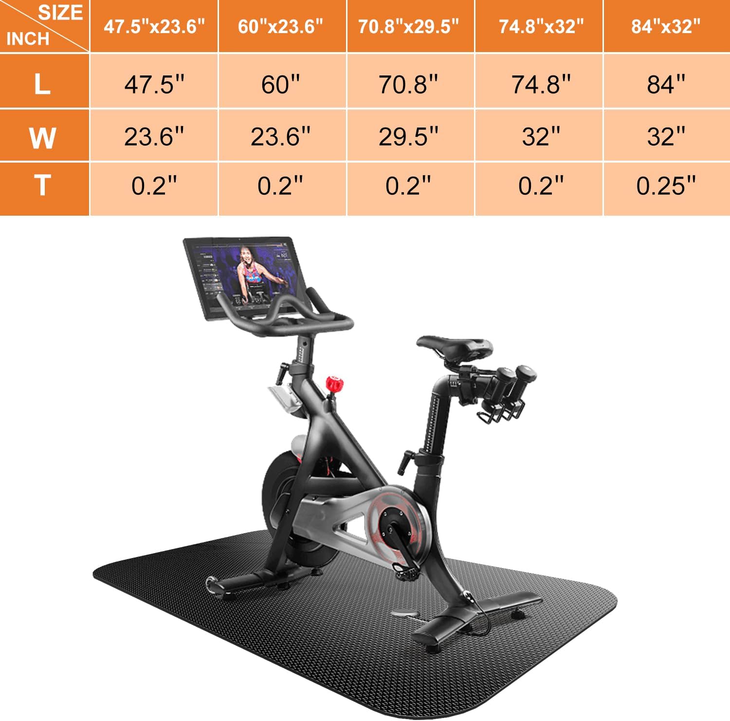 Treadmill Mat,Bike Mat,Stationary Bike Mat,Foldable Treadmill Mat for Hardwood Floors and Carpet.for Exercise Bike,Exercise Equipment Indoor Cycles,Rowing Elliptical (32" X 74.8") - Image 2