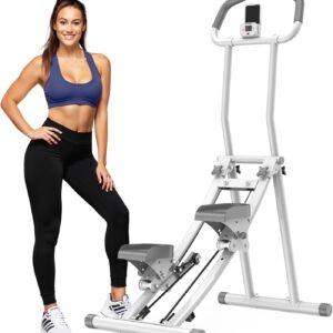 Stair Stepper for Home Gym Exercise, Stair Climber for Full Body Workout with Adjustable Handlebar & Pedals, Compact Foldable Vertical Cardio Exercise Climber with LCD Display