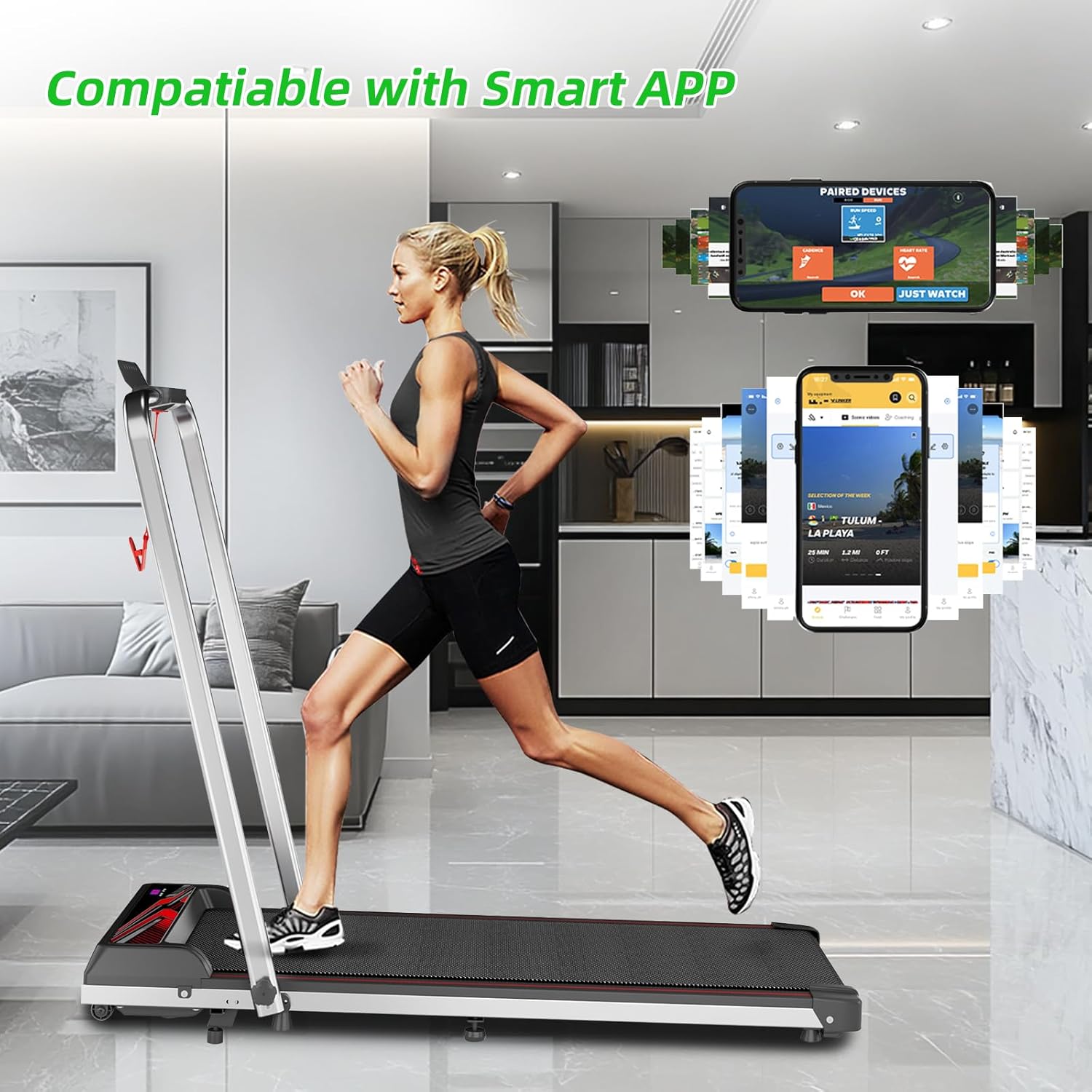 NAYSAYE Folding Walking Pad with Incline and Handle Bar, Walking Pad Treadmill, Jogging Pad with LED Display Remote Control, Portable Under Desk Treadmill for Home Office - Image 6
