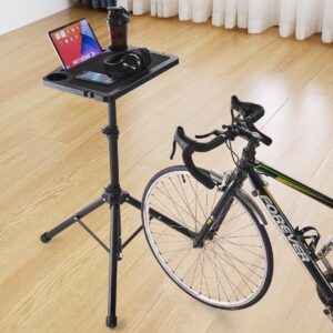 VEVOR Cycling Desk, Adjustable Bike Trainer & Treadmill Desk with Triangle Support, Non-Slip Multi-Slot Bike Trainer Fitness Desk with Handle Bar, Fit for Home Office Exercise