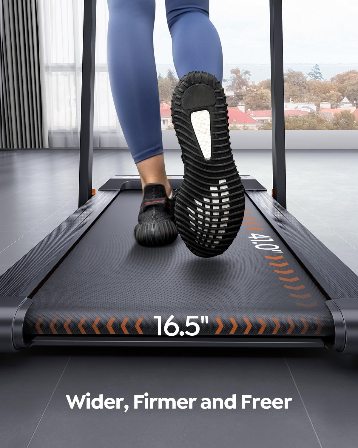 2 in 1 Folding Treadmills for Home Small Office, 2.5HP Walking Pad Treadmill with Handle Bar, 300lbs Capacity, Copmact Protable Treadmill with Smart APPs, 12 HIIT Modes and Touch Screen - Image 9