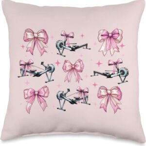 Coquette Bow Rowing Machine Rowing Workout Girl Mom Pink Throw Pillow