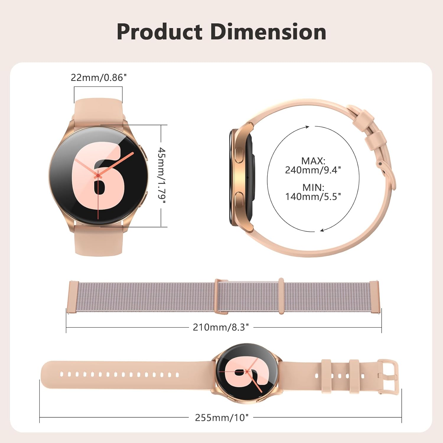 Blackview Smart Watch for Women(Make/Answer Calls), 1.43''AMOLED Touchscreen Fitness Tracker with 100+ Sports Modes, Heart Rate/SpO2/Sleep Monitor/2 Straps, Smartwatch for iPhone & Android - Image 8