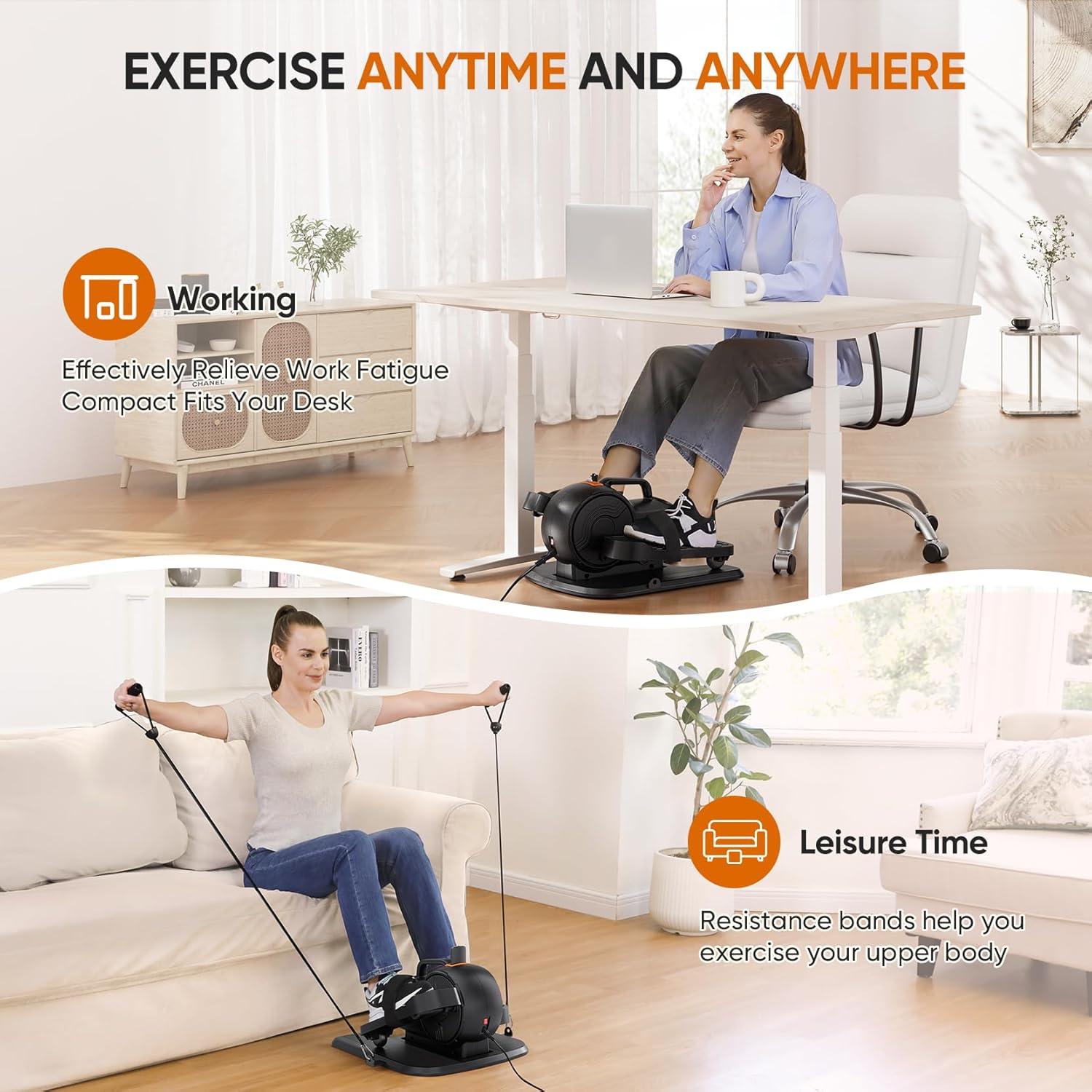 Dripex Under Desk Elliptical Machine, 3-in-1 Electric Ellipse Leg Exerciser As Seen On TV, 10 Adjustable Speed & Resistance, Seated Pedal Exerciser for Seniors with Remote, Fully Assembled - Image 8