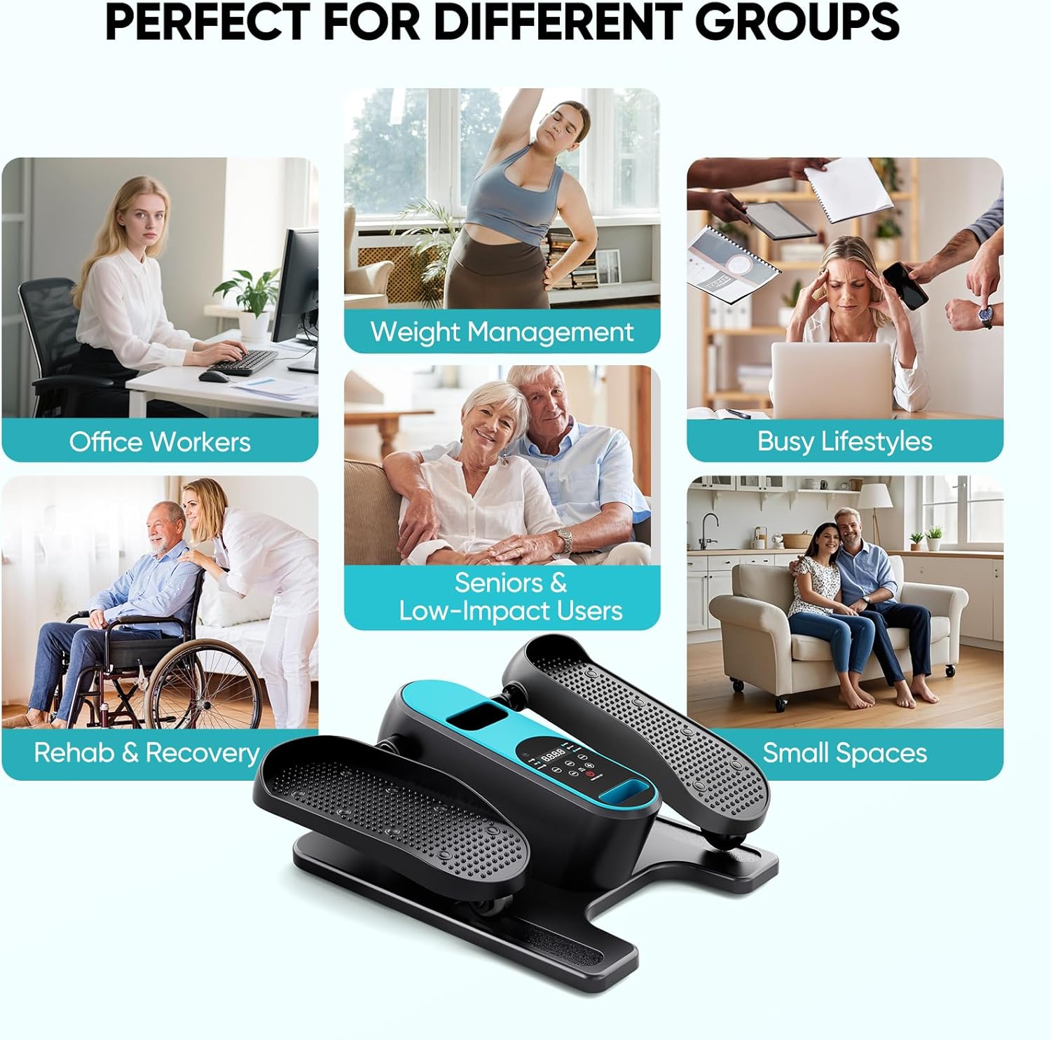 Dripex Under Desk Elliptical Machine, Electric Leg Exerciser While Sitting for Seniors, Portable Seated Pedal Exerciser with 12 Level Speeds, Remote Control, 6 Auto preset Programs - Image 9