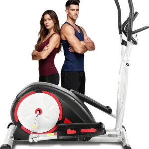 Elliptical Exercise Machine,Elliptical Machine Max 500LBS for Safety&Hyper-Quiet Magnetic Driving System,Elliptical Trainer with Pulse Rate Grips&LCD Monitor,15.5IN Stride,8-Levels Resistance