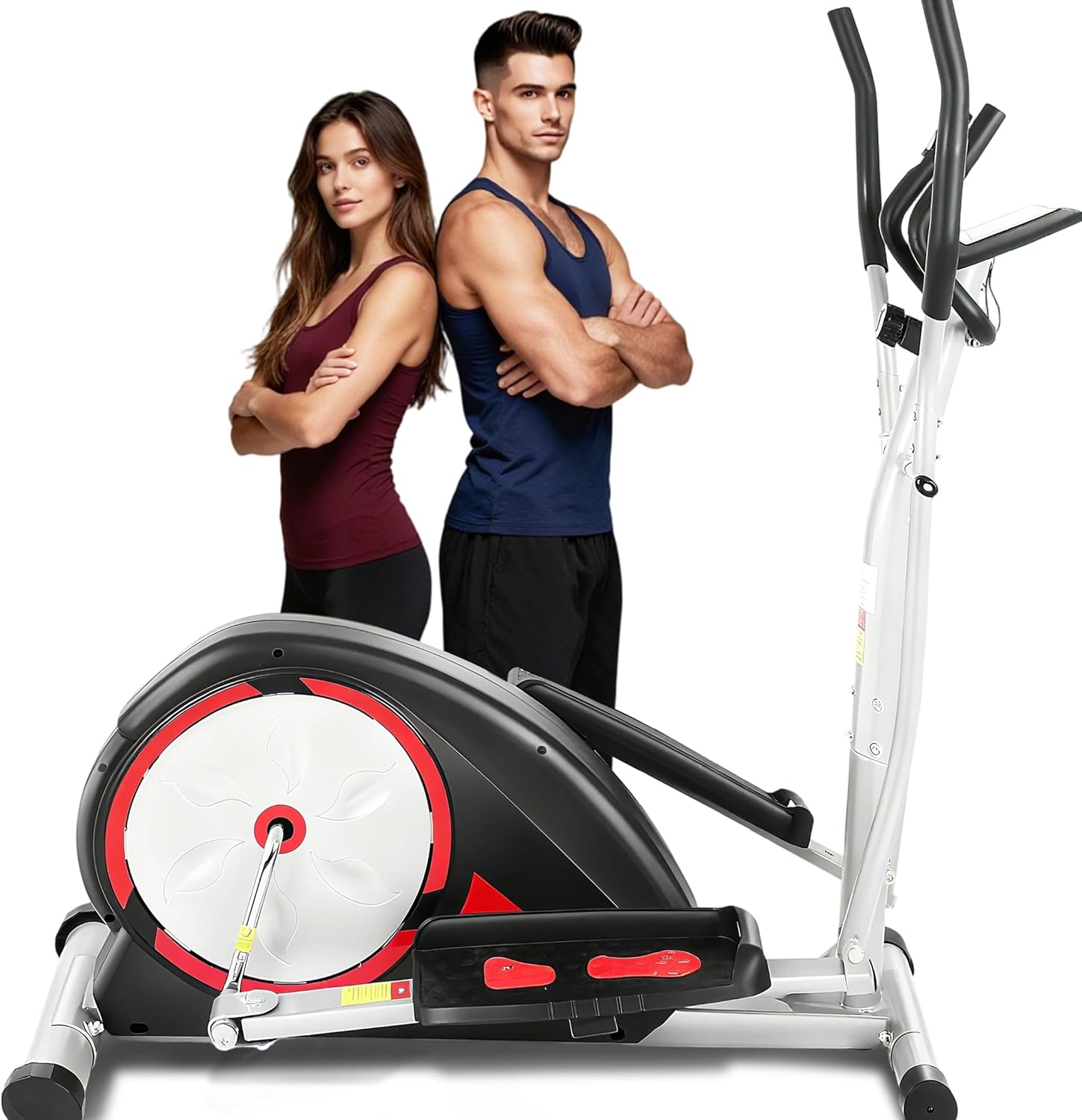 Elliptical Exercise Machine,Elliptical Machine Max 500LBS for Safety&Hyper-Quiet Magnetic Driving System,Elliptical Trainer with Pulse Rate Grips&LCD Monitor,15.5IN Stride,8-Levels Resistance