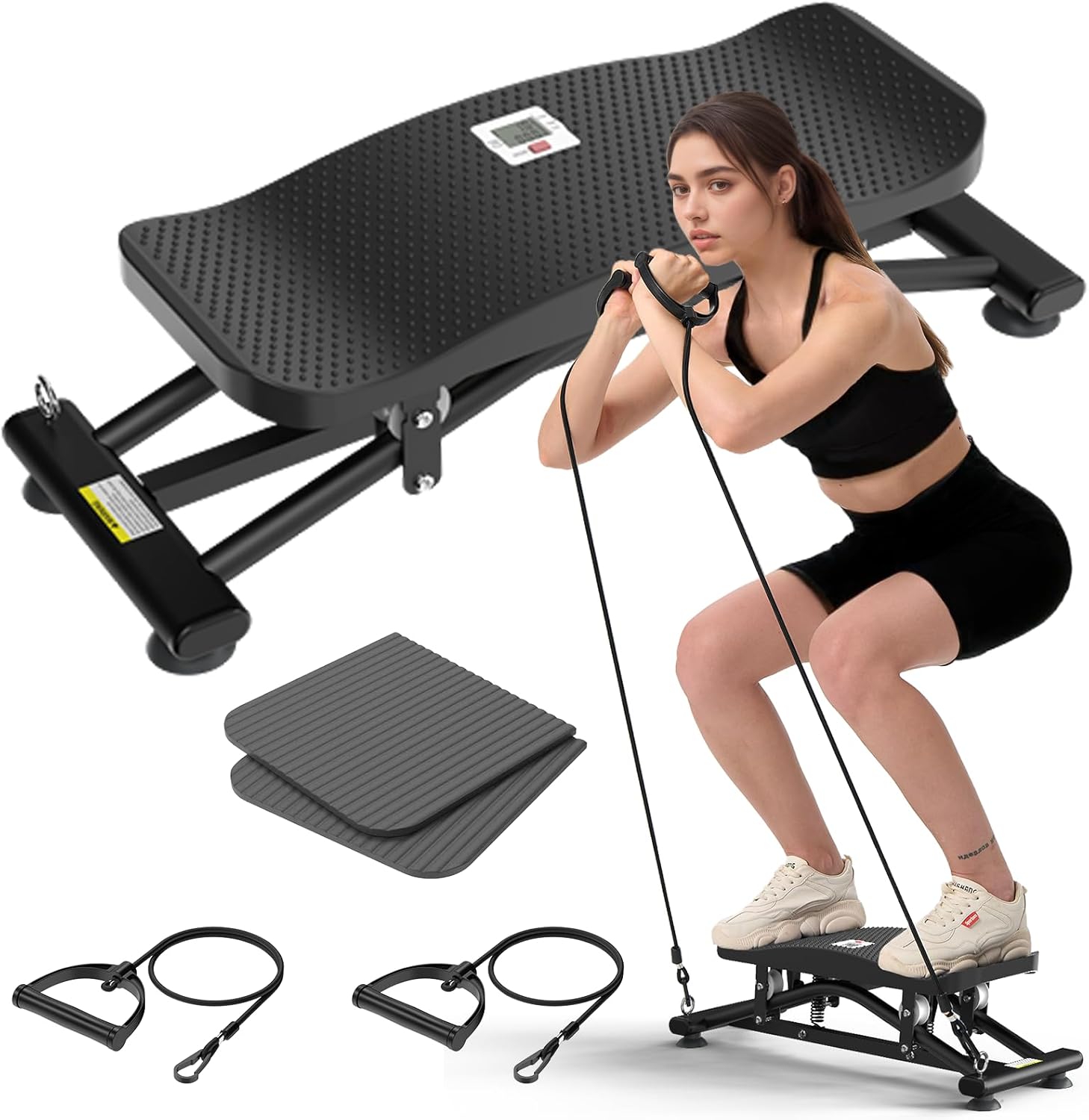Balancing Machine for Full Body Workout,Simulated Ski Full Body Cardio Workout Equipment,Sliding Ski Simulator with Resistance Bands,Portable Twist Balance Trainer Featuring LCD Display