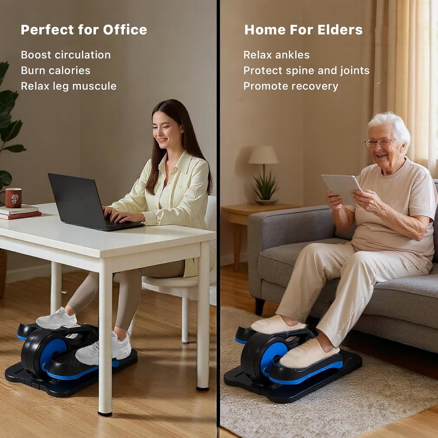 Under Desk Elliptical Machine,Electric Ellipse Leg Exerciser as See on TV with Remote Control,12 Level Speeds Seated Pedal Exerciser for Seniors Adults, Manual & Auto Mode - Image 9