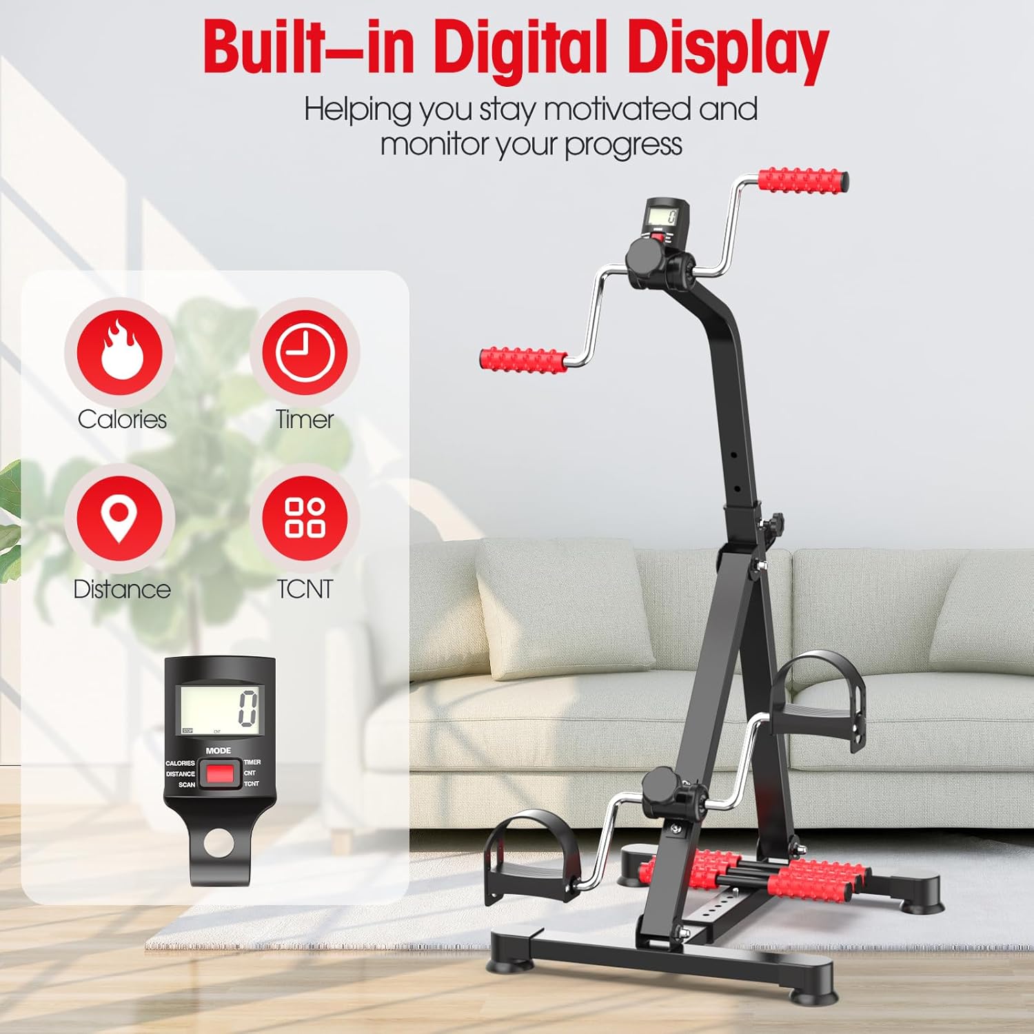 Adjustable Arm Leg Knee Pedal Exerciser for Seniors, Stroke Therapy Equipment for Adults, Portable Home Gym Equipment Mini Exercise Bike Great Gift for Elderly Rehab - Image 6