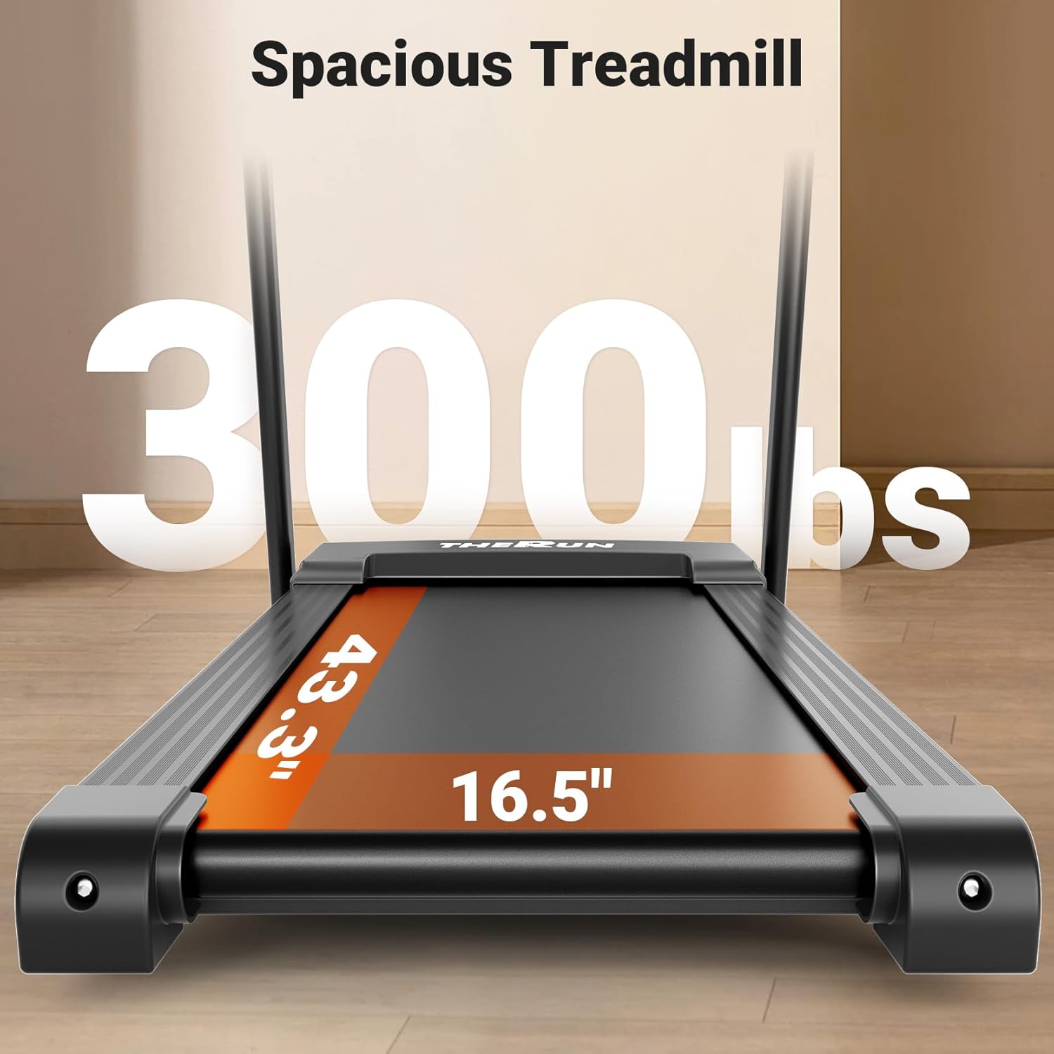THERUN Incline Treadmill for Running and Walking, 300 lbs Weight Capacity, Wide Belt, 3.0 HP, 18" LED Screen, 2 Layers Shock-Absorbing - Image 3