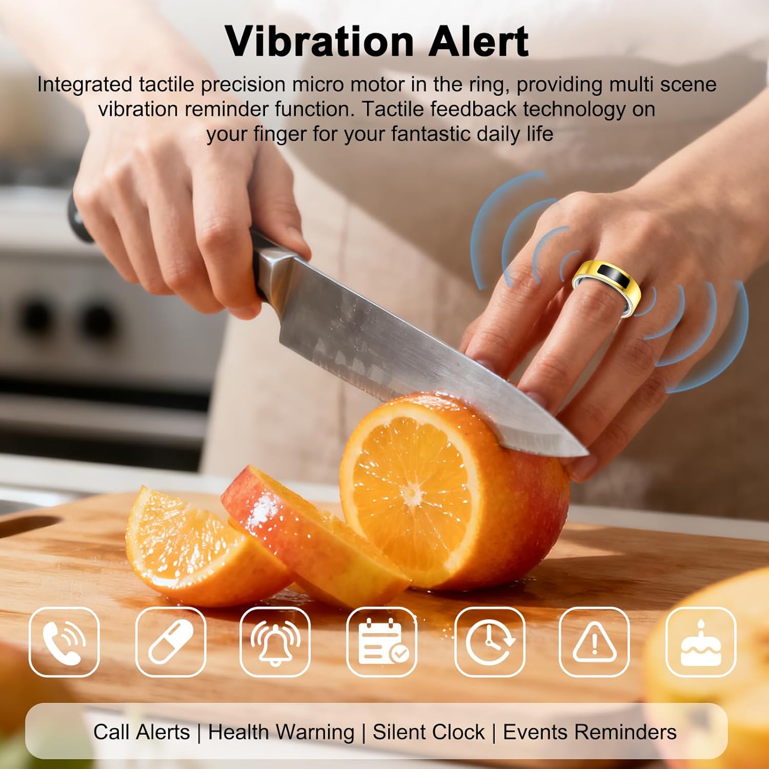 Smart Health Ring for Women Men, Vibration Alert, Touch Control, Fitness Tracker Ring with Sleep/Women's Health/Heart Rate/Steps, IP68 Waterproof for iPhone and Android, Silver 9, No Subscription - Image 3