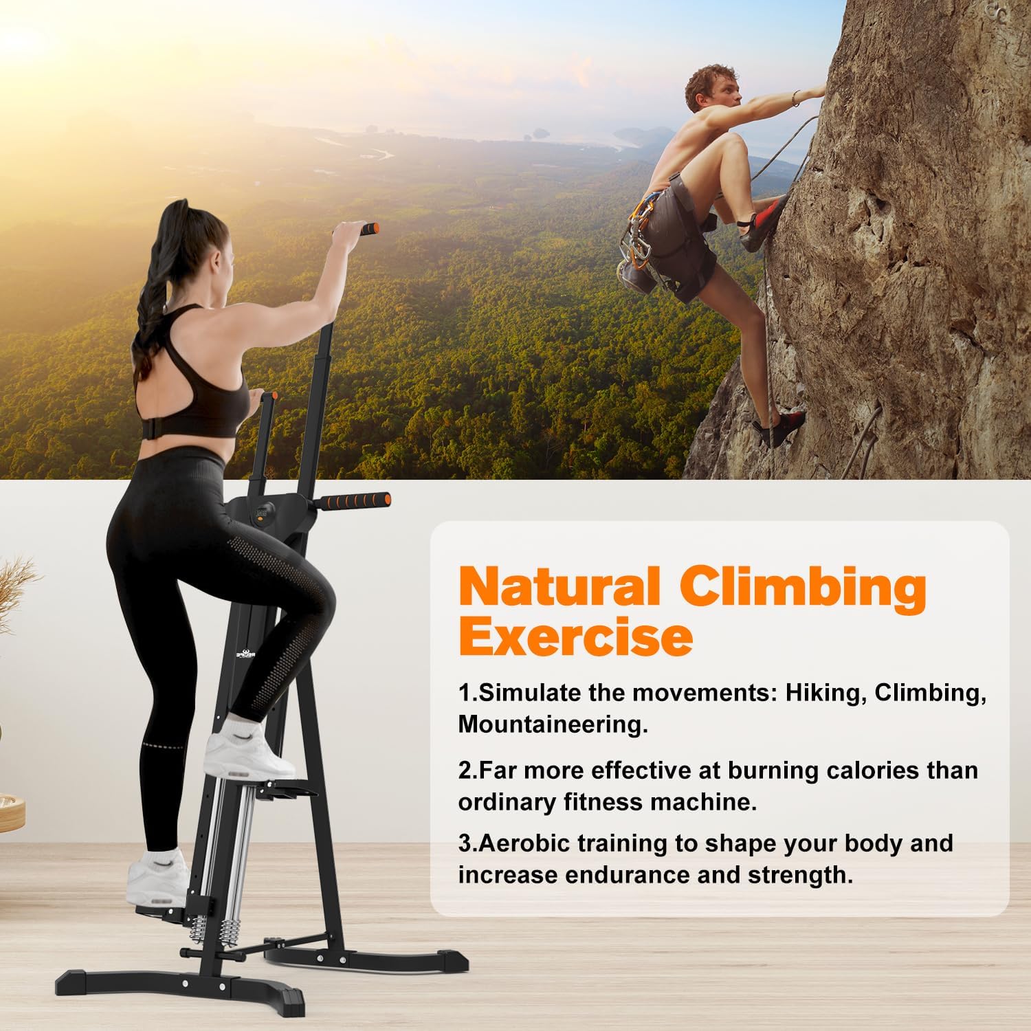Vertical Climber Exercise Machine for Home Gym with 4 Metal Guide Rails Folding Exercise Climber Cardio Workout Machine 5-Level Heights Stair Stepper Newer Version, Easy to Assemble - Image 7