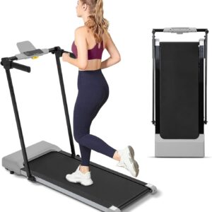 Compact Foldable Electric Treadmill for Home Office, 300lbs Compact Running Treadmill for Small Spaces, Lightweight Folding Treadmills with Handle, Apartment Size Treadmills 2.5HP