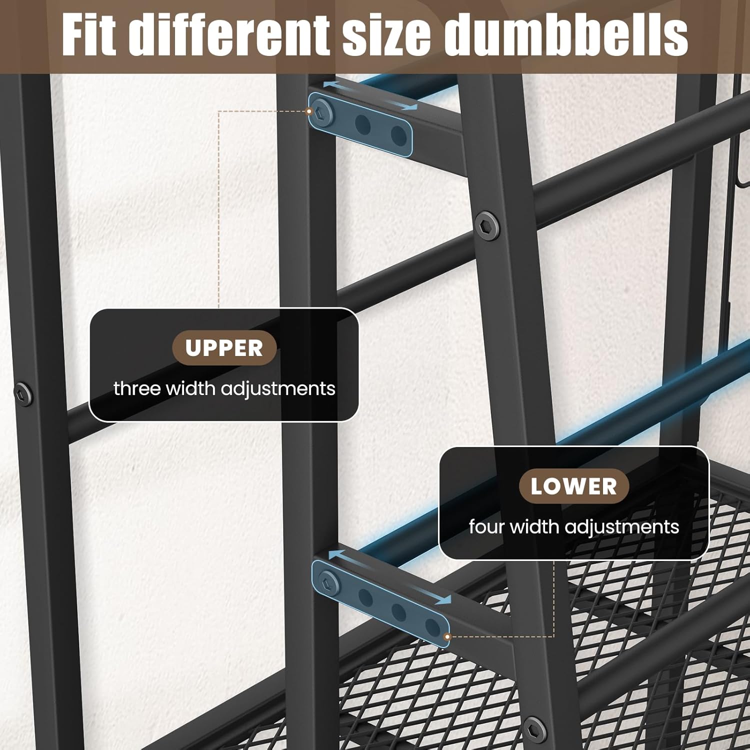 600LBS Weight Rack For Home Gym, Vopeak Dumbbell Rack Stand Only, Adjustable Weight Rack For Dumbbells, Kettlebells Yoga Mat, Home Gym Storage Rack With Wheels And Hooks, Powder Coated Finish Steel - Image 3